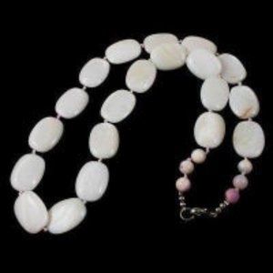 White Lustrous White Shell Bead Necklace